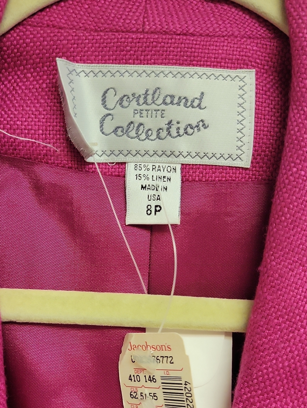 Cortland Collections Women’s Magenta Blazer Jacket New 8P Linen Blend Office - Picture 2 of 5